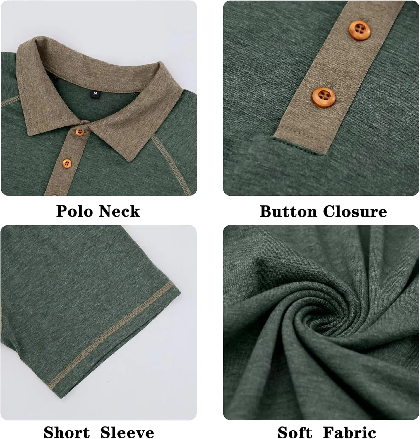 Men's Polo Shirts Short Sleeve Casual Vintage Collared Button Basic Golf Raglan Tee T-Shirts