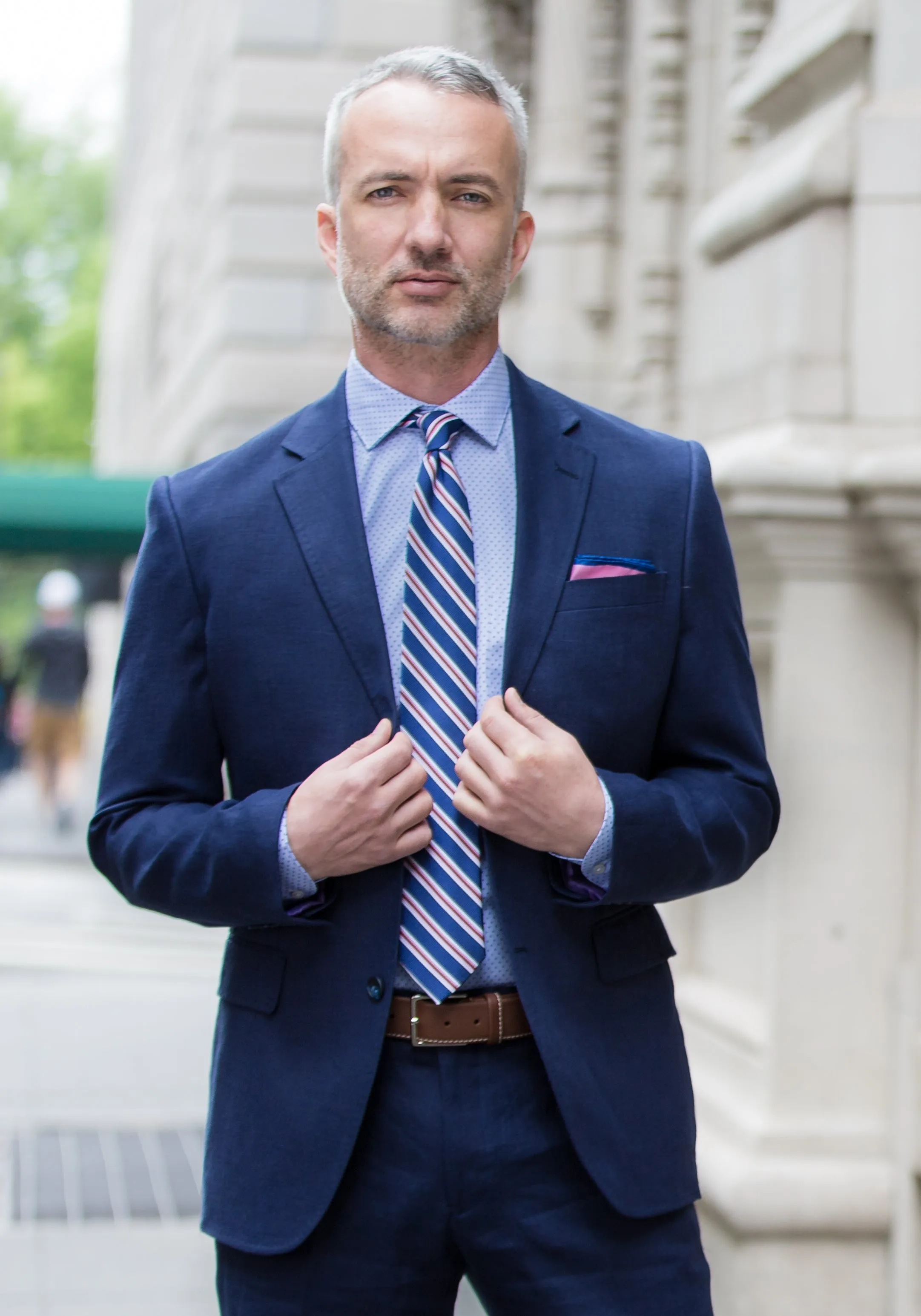 Navy Linen Suit