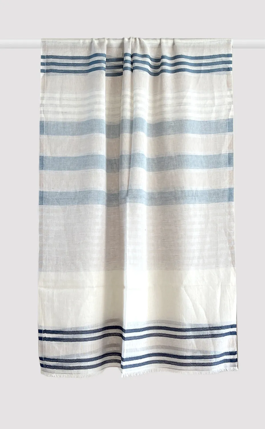 Navy Stripe Cotton Linen Stole