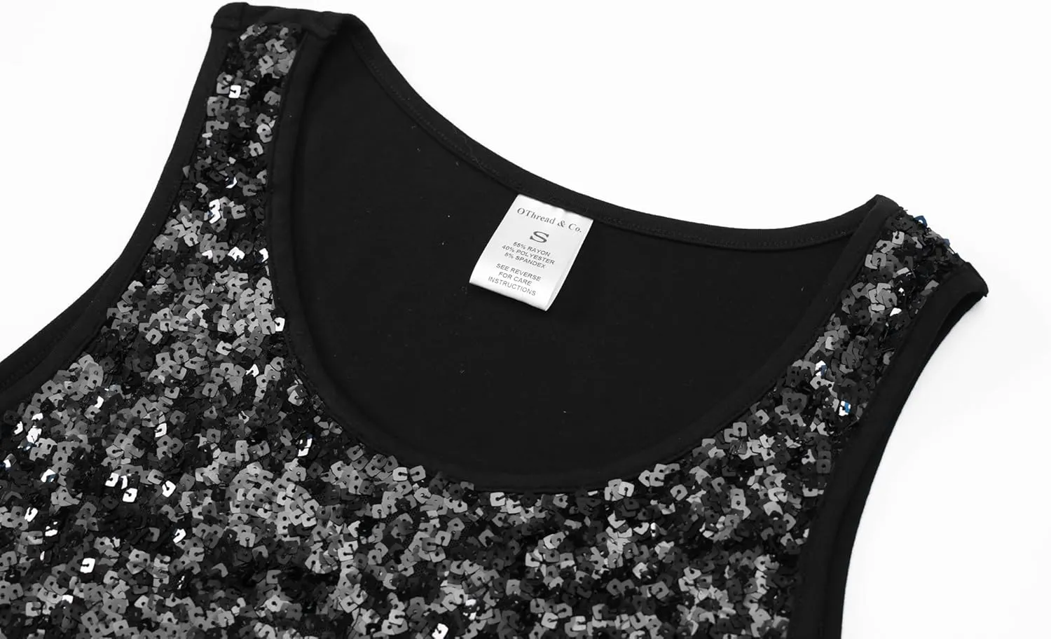 OThread & Co. Women's Glitter Sequin Tank Top Sleeveless Scoop Neck Night Out Party Top