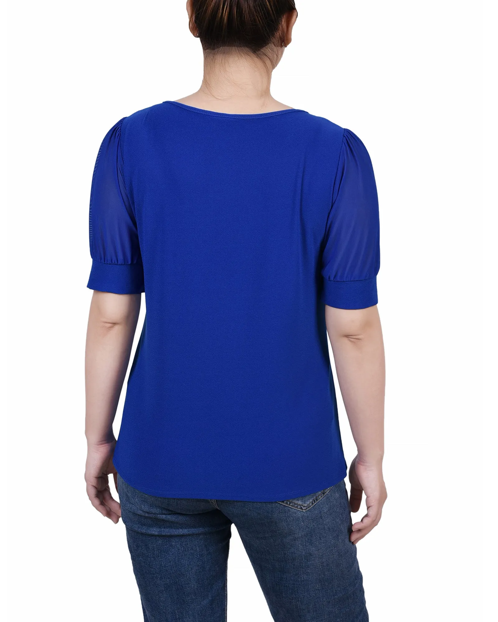 Petite Short Sleeve Three-Ring Top
