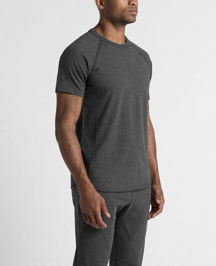 Pima Jersey Raglan T-shirt Heather Charcoal