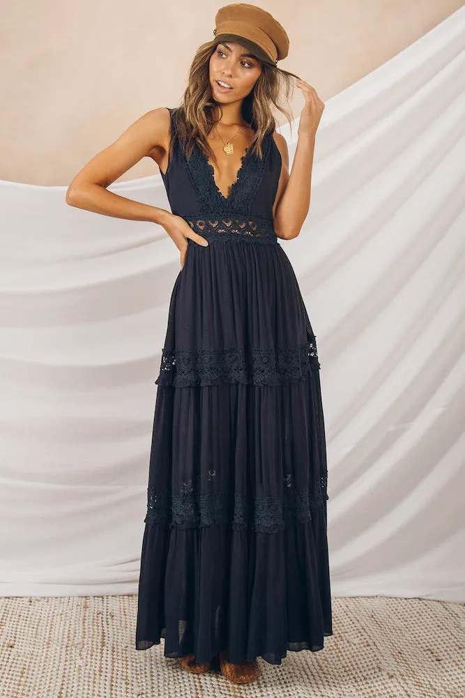 Playing Games Maxi Dress Navy