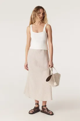 Pure Linen Bias Skirt - Natural Stripe