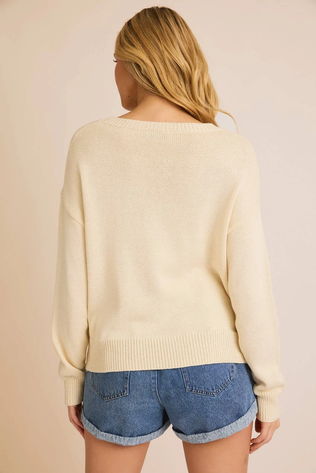 "SALTY VIBES" Lightweight Sweater - Cream