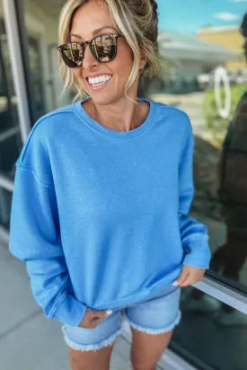 Rest Day Seam Detail Blue Sweatshirt