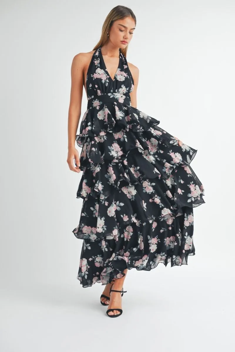 Romantic Floral Tiered Maxi Dress