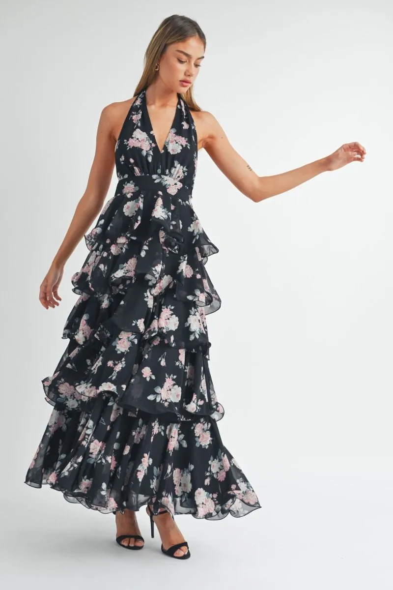 Romantic Floral Tiered Maxi Dress