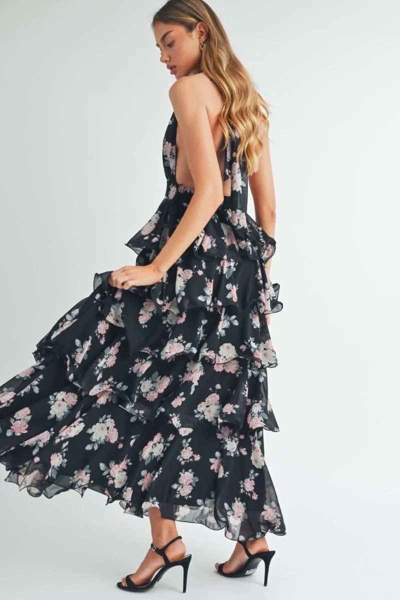 Romantic Floral Tiered Maxi Dress