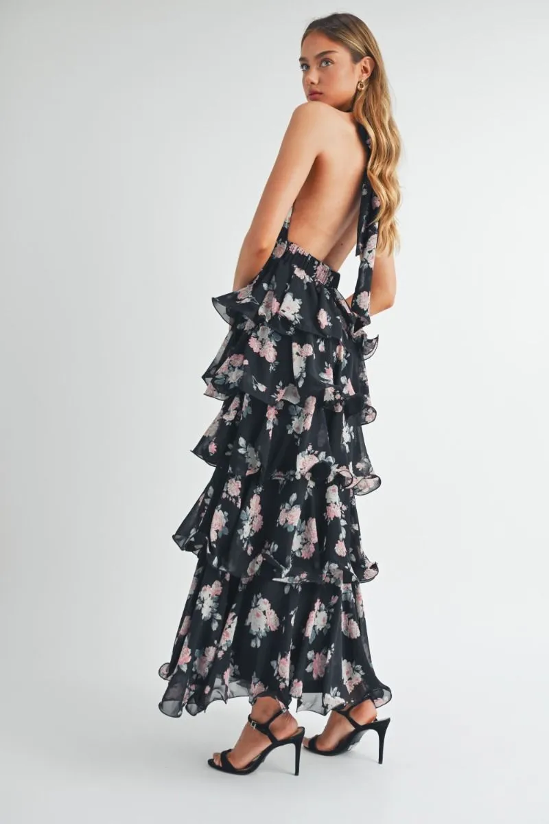 Romantic Floral Tiered Maxi Dress