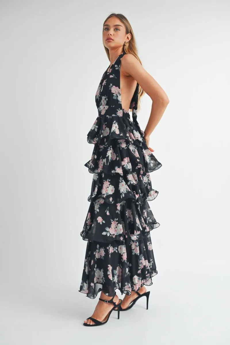 Romantic Floral Tiered Maxi Dress