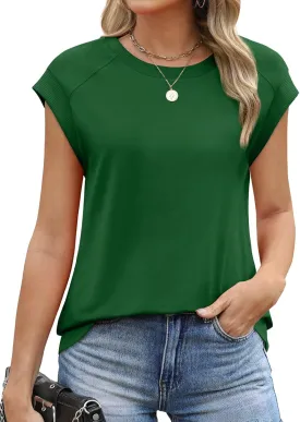 SAMPEEL Womens Tops Summer Dressy Casual Raglan Cap Sleeve T Shirts Basic Tee Shirts Trendy 2025