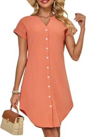 Shirt Dress for Women Linen Midi Shift Flowy Casual Travel Beach Summer Vacation 2025