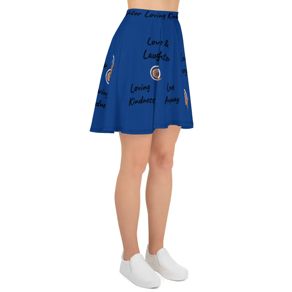 Skater Skirt AJBeneficial Whirl Words on Blue