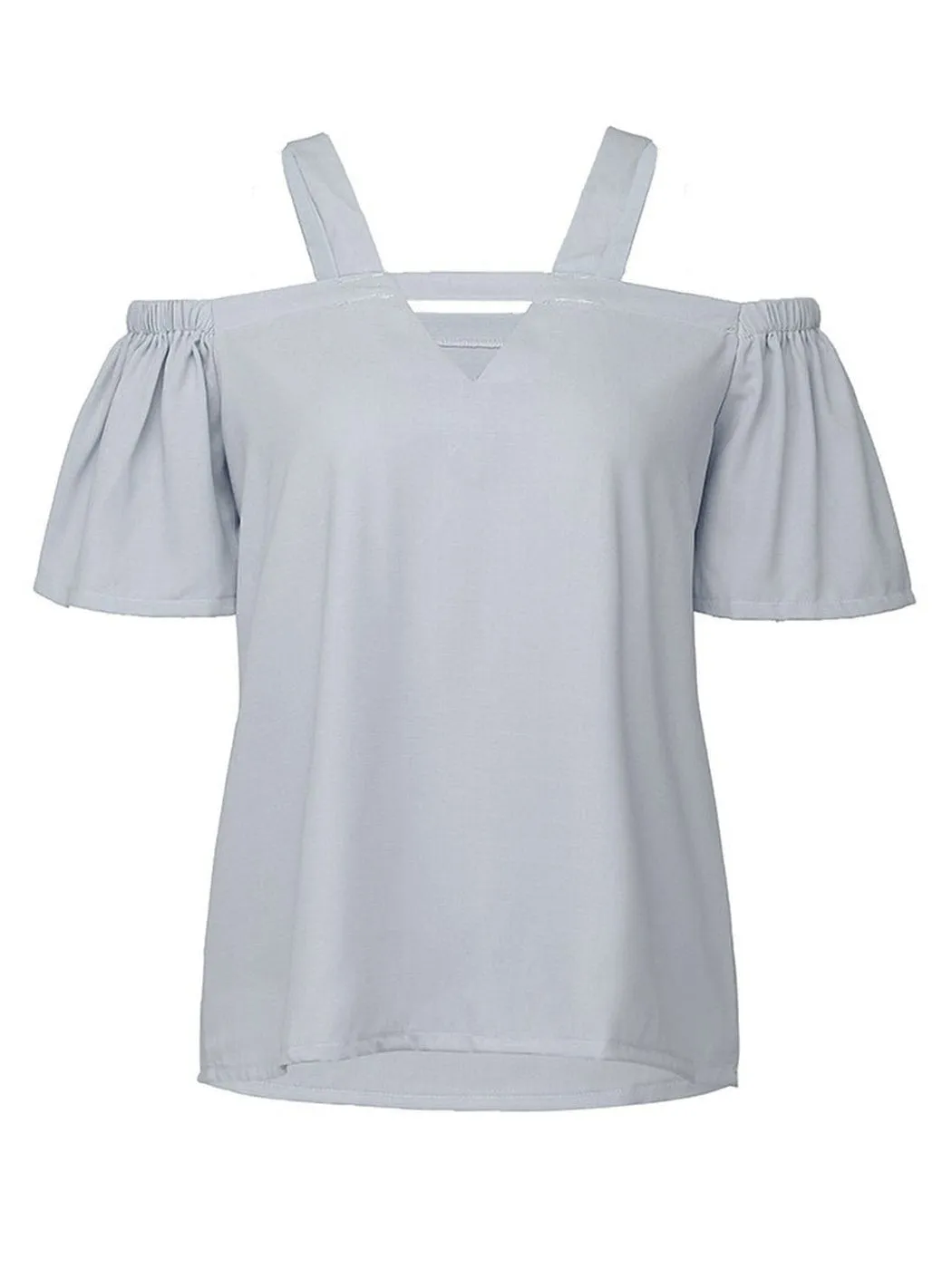 Solid Cutout Cold Shoulder Top