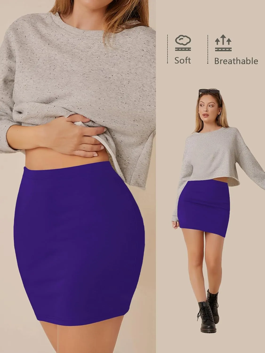 SOLY HUX Women's Elastic High Waist Bodycon Pencil Mini Skirt
