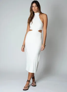 Stillwater Wide Rib Halter Cut Away Dress in White