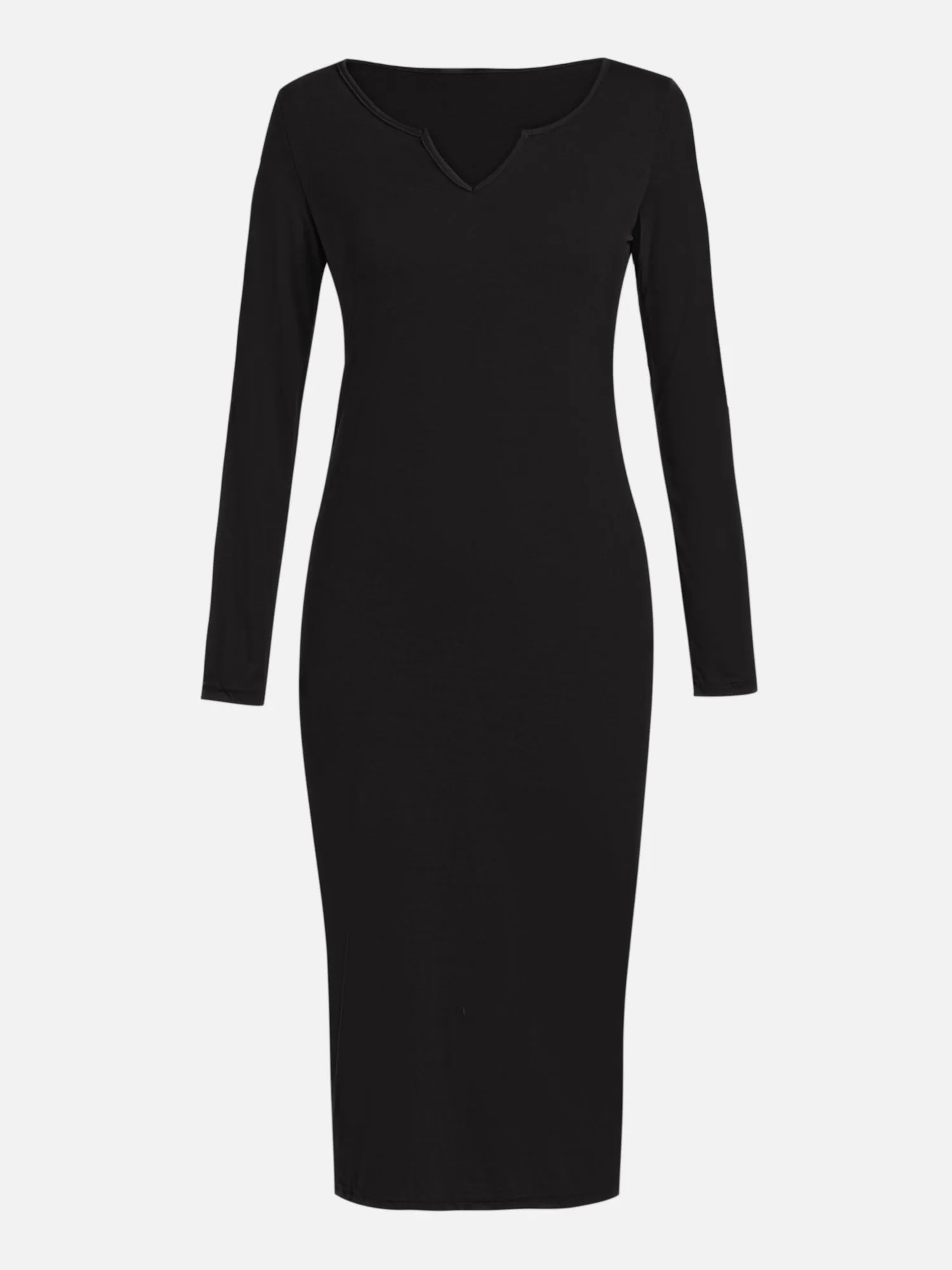 Streamlined V-neck Midi Dress