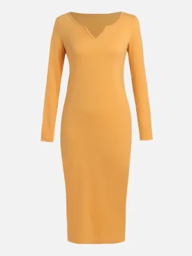 Streamlined V-neck Midi Dress