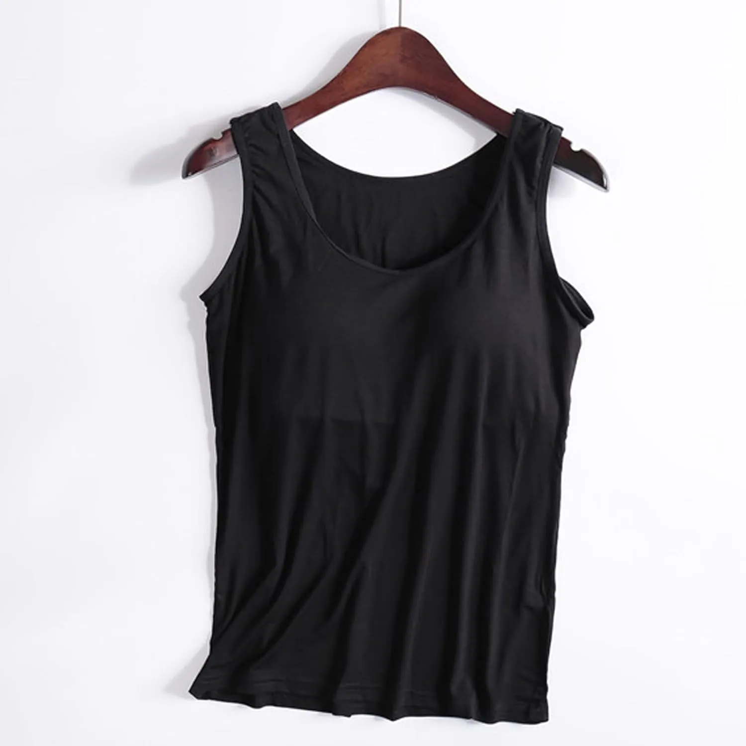 Tank Top with Built in Bra for Women Modal Built-in Bra Padded Camisole Stretch Cami Undershirt Yoga Tanks Tops 2 PC