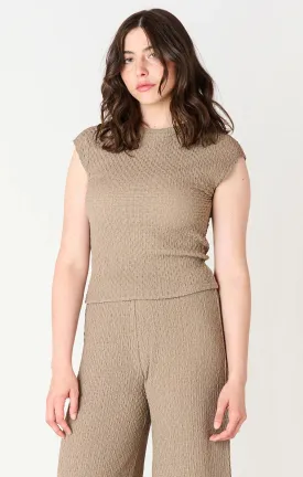 Taupe Cap Sleeve Textured Top 2524014 T