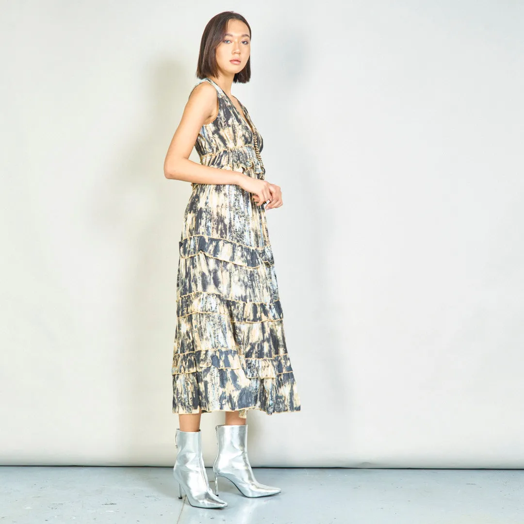 Tie-dye ruffle tiered maxi dress wholesale