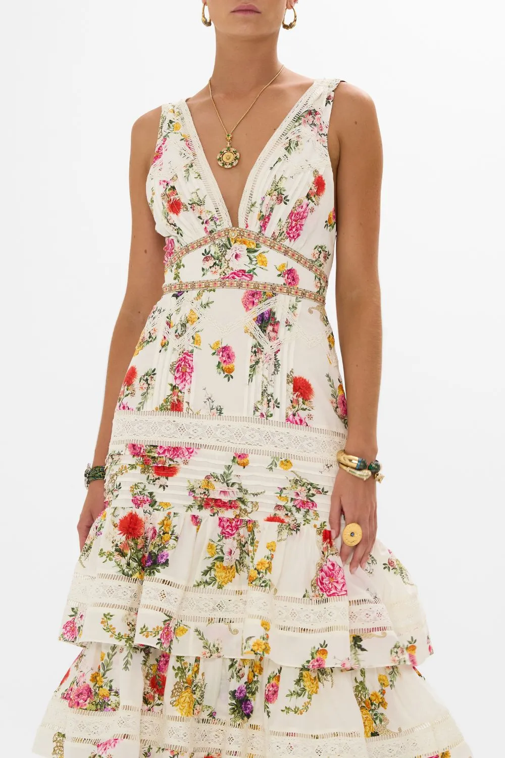 TIERED RUFFLE HEM DRESS EGYPTIAN ROSE
