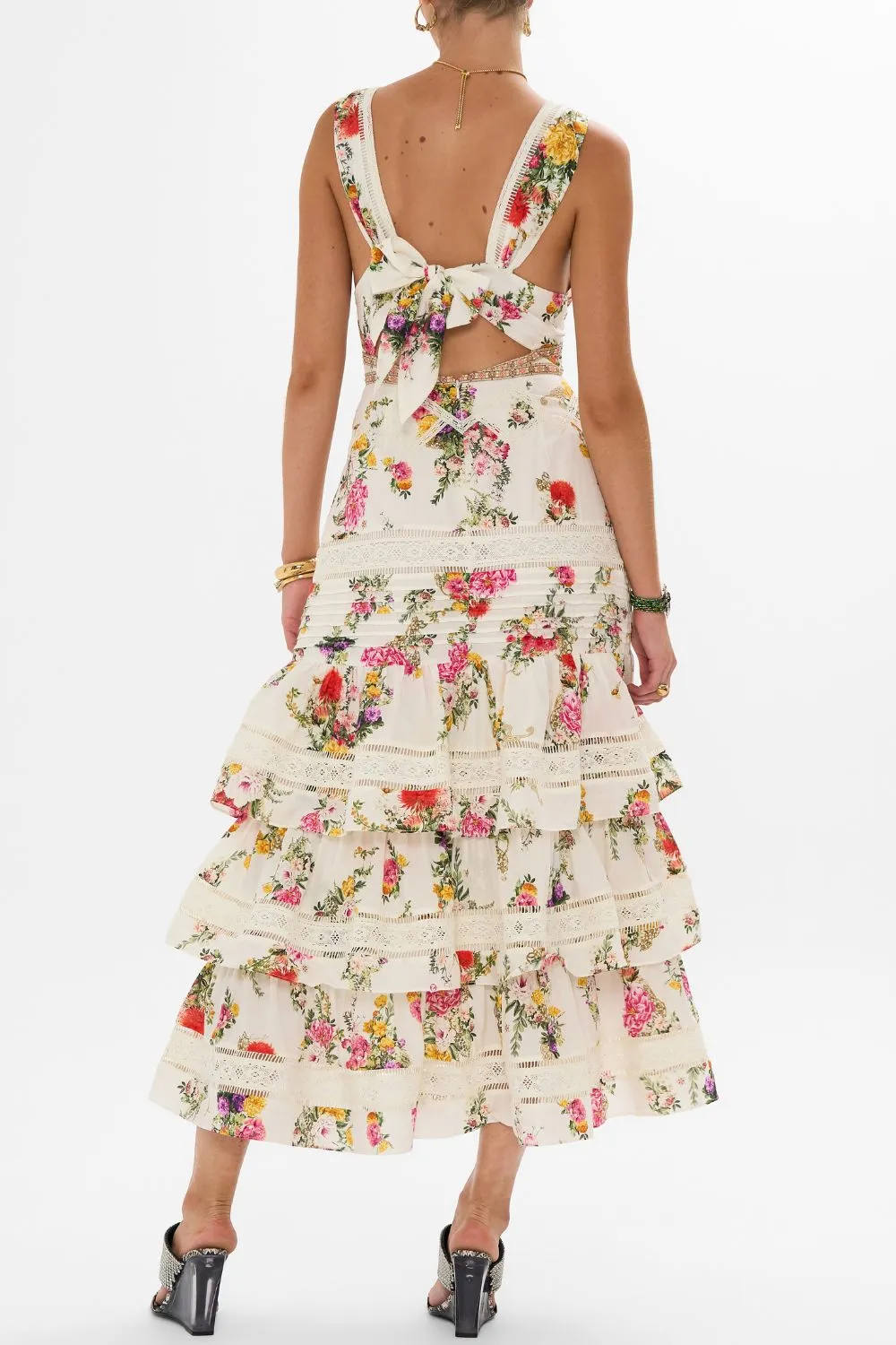 TIERED RUFFLE HEM DRESS EGYPTIAN ROSE