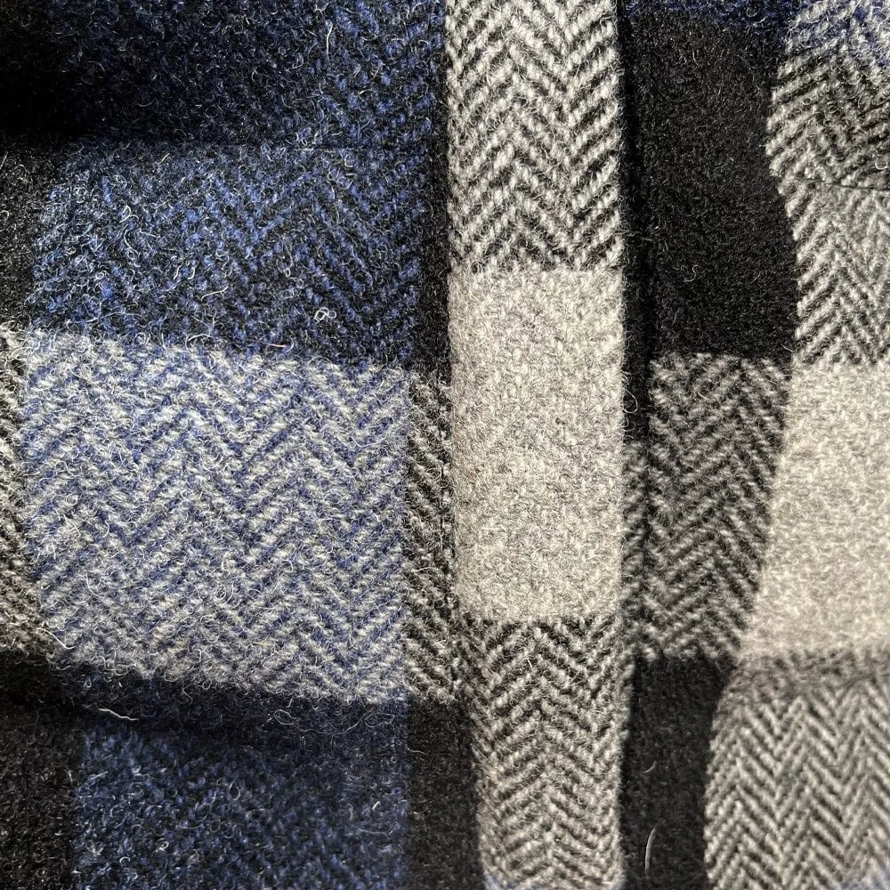 Tri-Color Buffalo Check Puffer Vest- Navy/Gray
