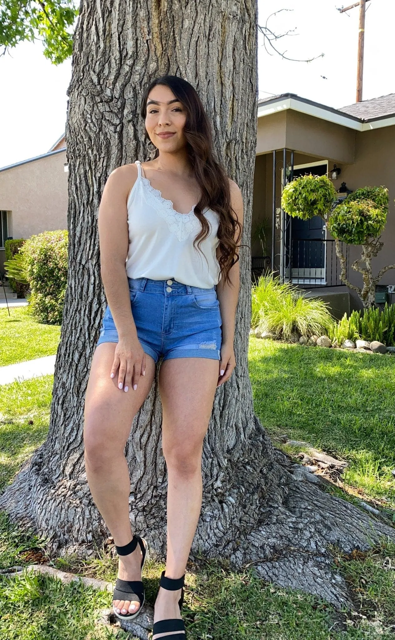 Tulane White Lace Tank Top