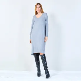 V-neck casual knit dress wholesale