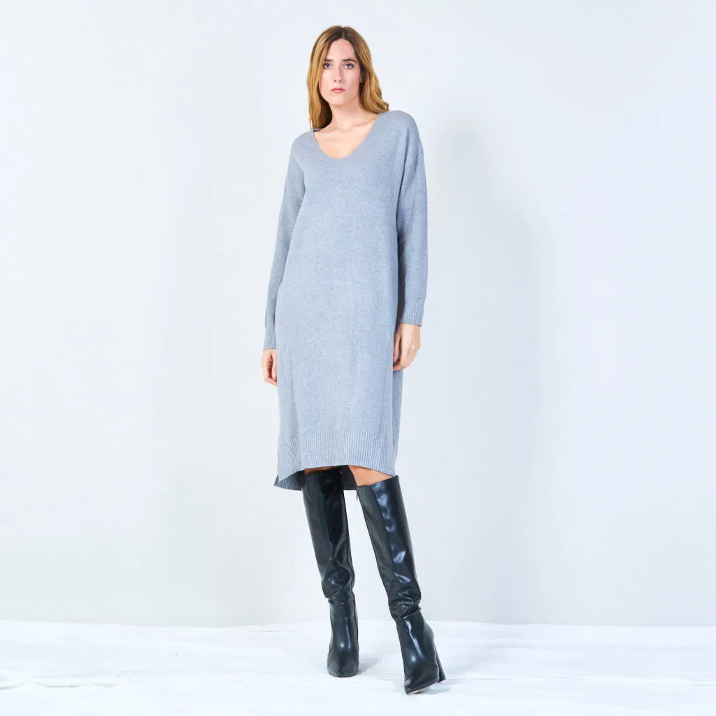 V-neck casual knit dress wholesale