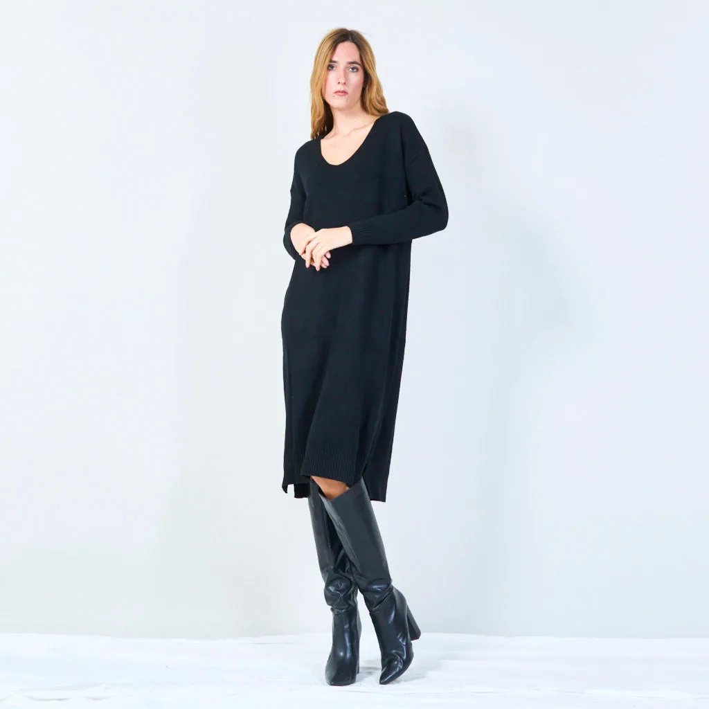 V-neck casual knit dress wholesale