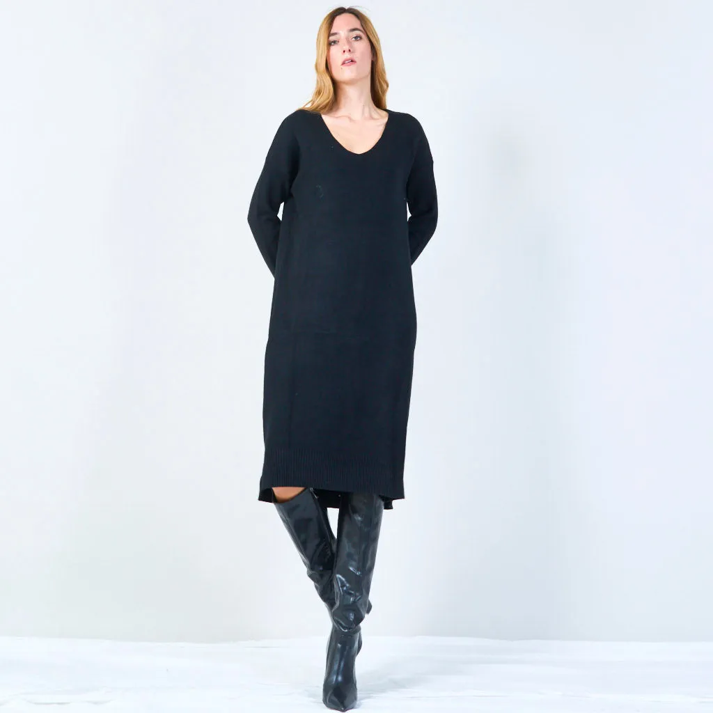 V-neck casual knit dress wholesale