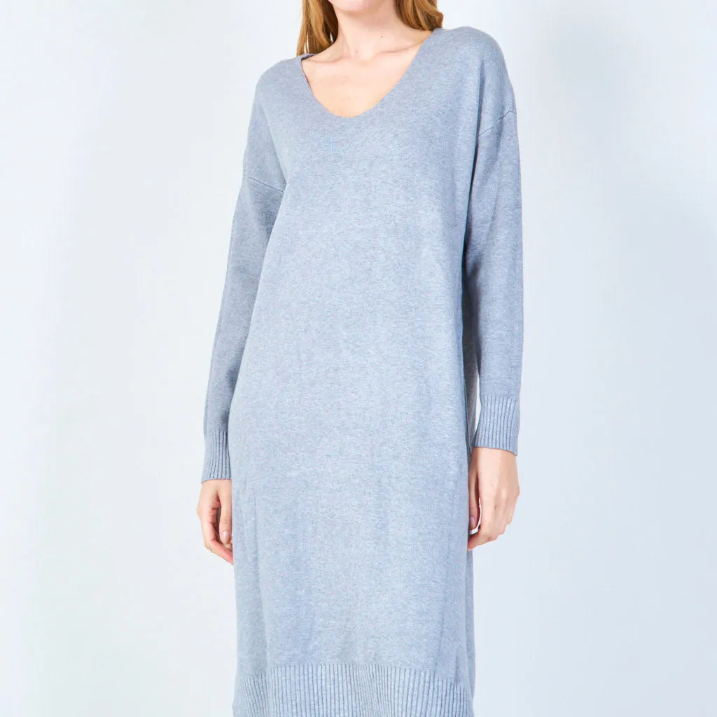 V-neck casual knit dress wholesale