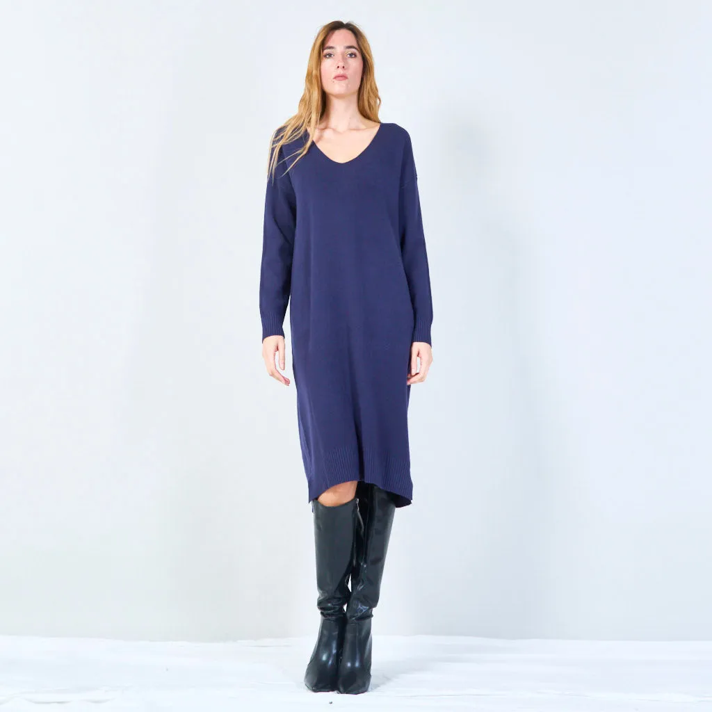 V-neck casual knit dress wholesale