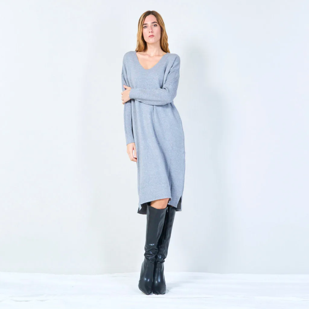 V-neck casual knit dress wholesale