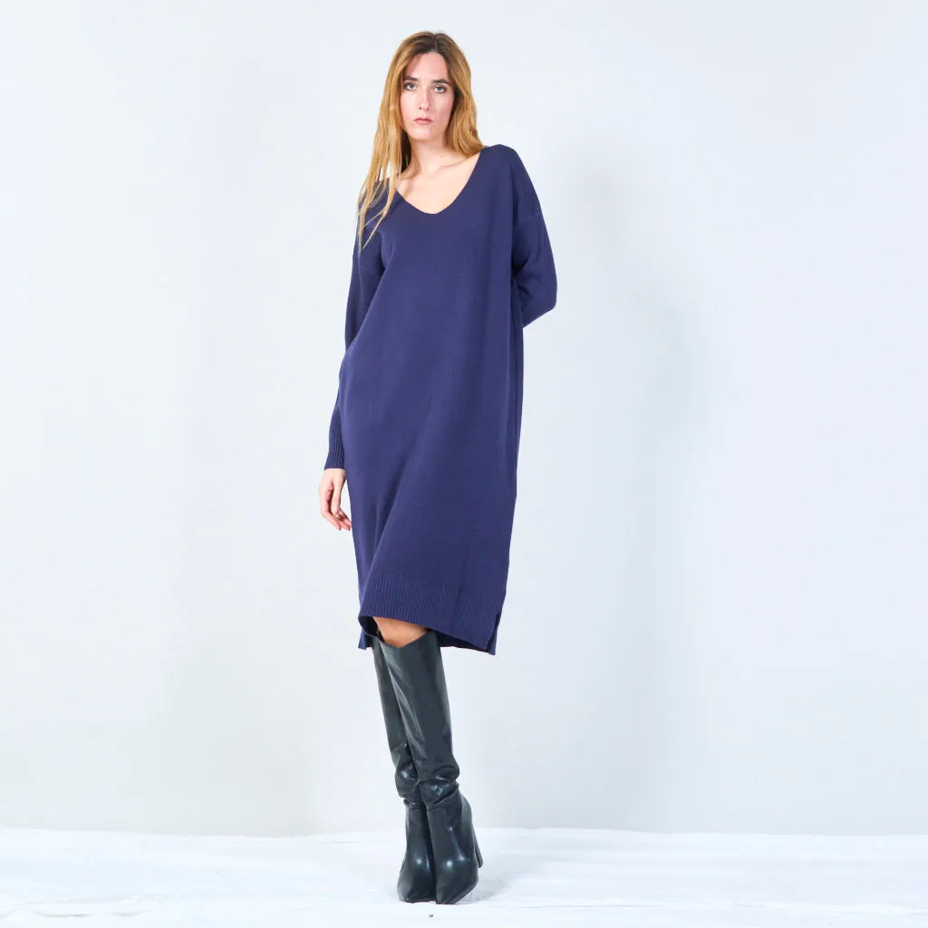 V-neck casual knit dress wholesale