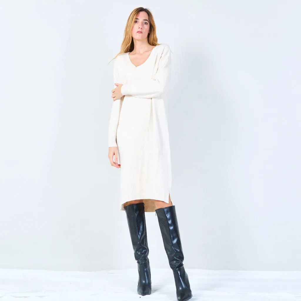 V-neck casual knit dress wholesale