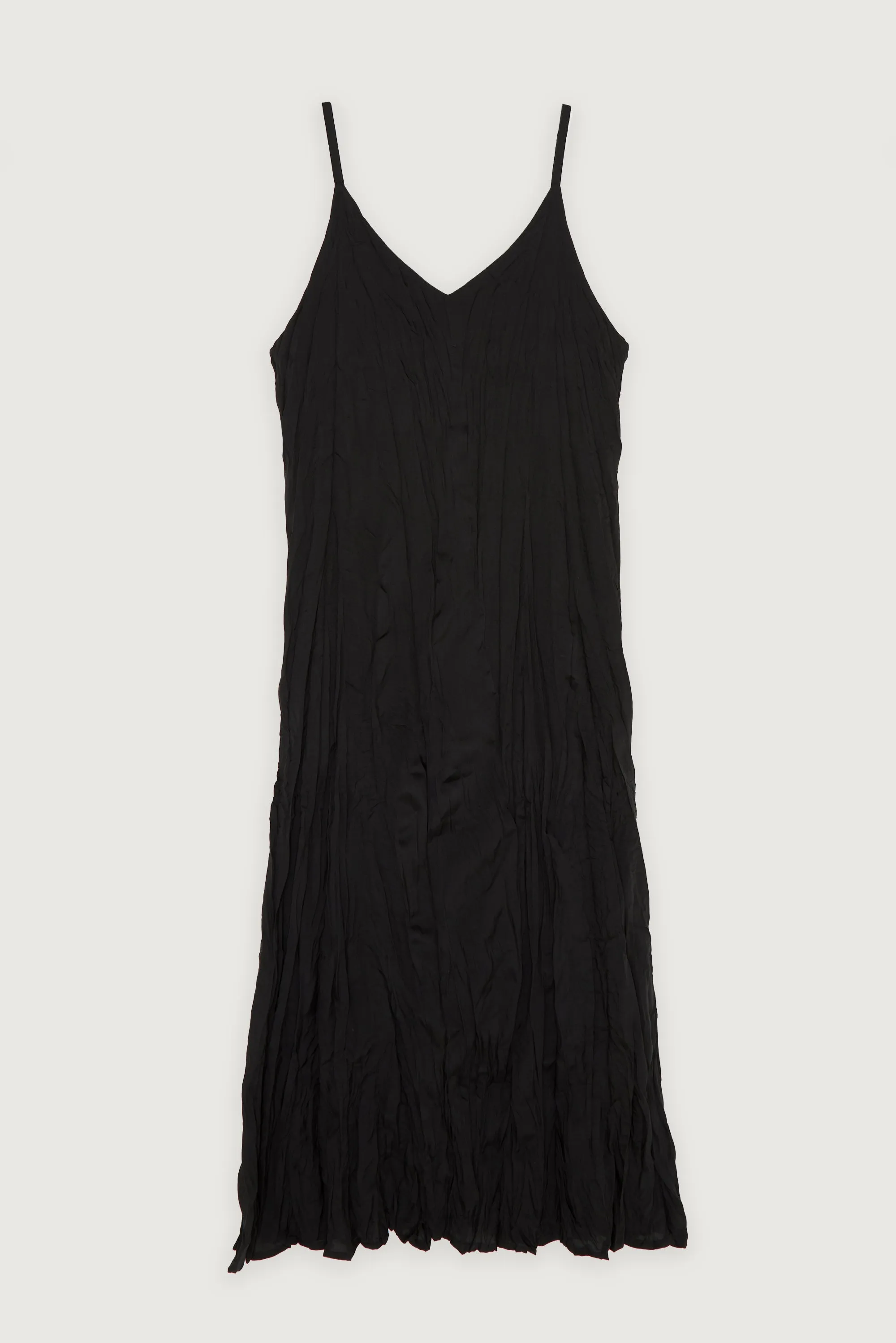 V-NECK CRINKLED MIDI DRESS