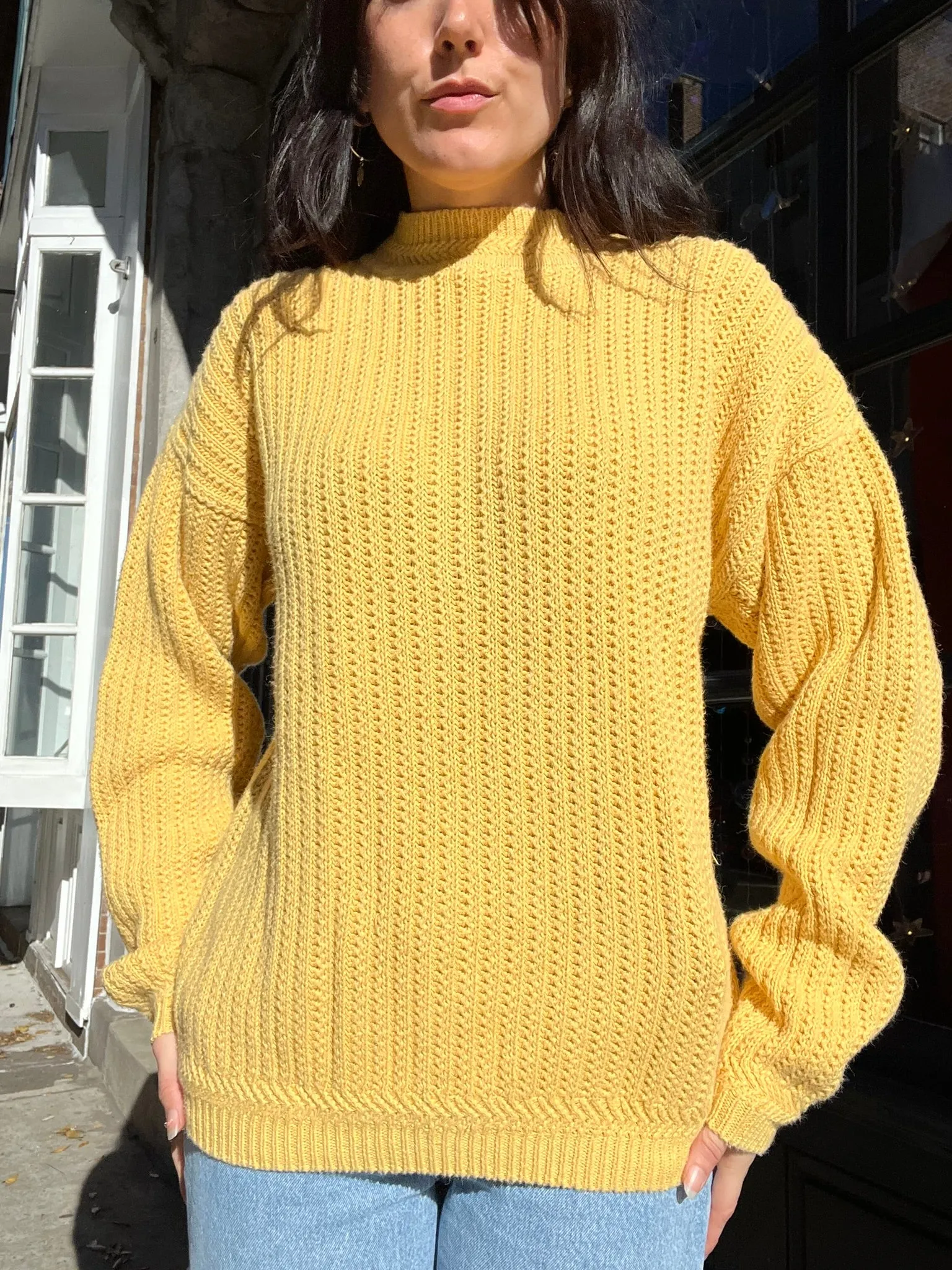 Vintage Yellow Oversized Knit Sweater