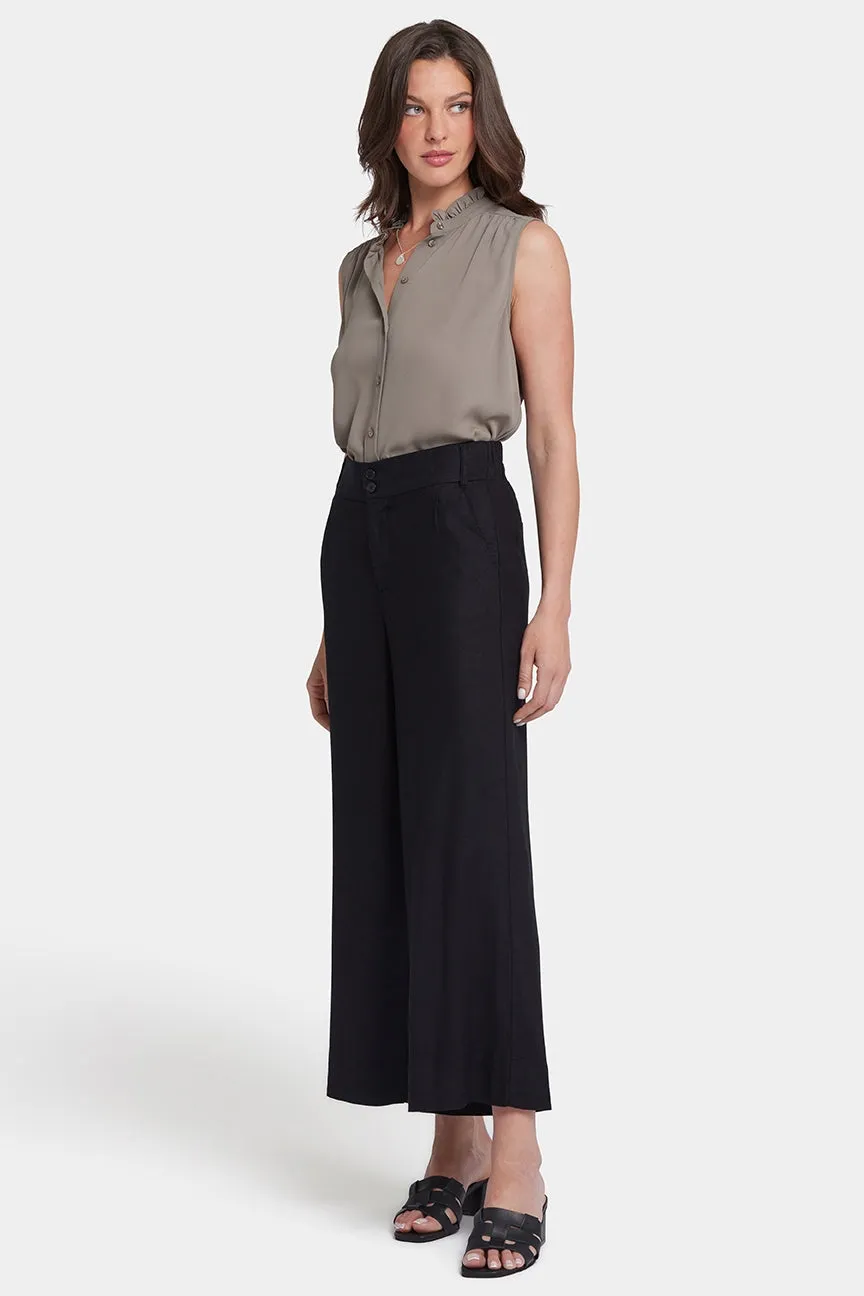 Waverly Trouser Pants In Stretch Linen With High Rise | Black
