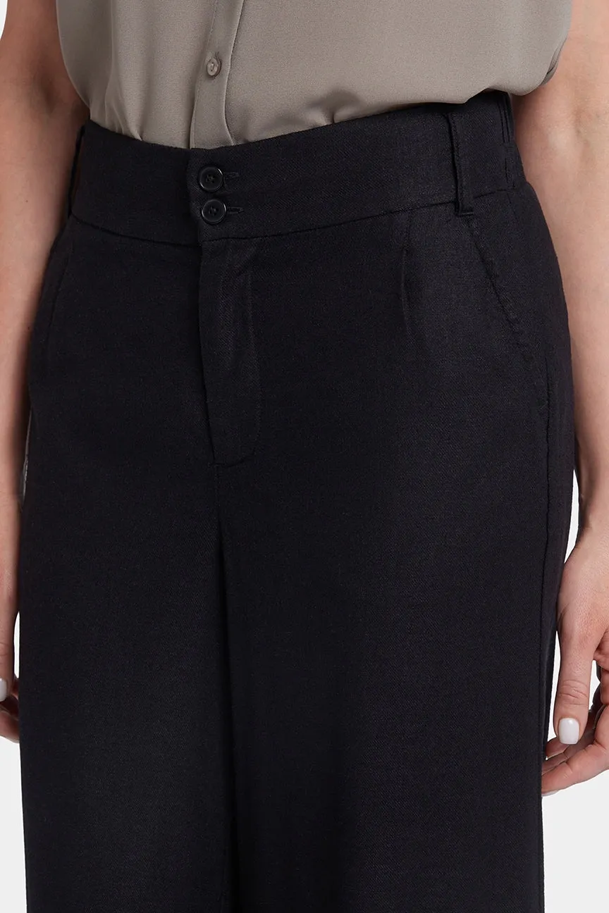 Waverly Trouser Pants In Stretch Linen With High Rise | Black