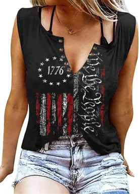 Womens American Flag Tank Tops Patriotic Shirts for Women 4th of July Tanks Top Loose Fit Summer Ring Hole V-Neck Tees Top