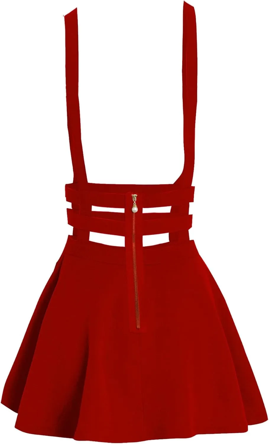 Women's Elastic Waist Pleated Short Braces Skirt Mini Suspender Skirt