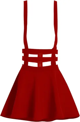 Women's Elastic Waist Pleated Short Braces Skirt Mini Suspender Skirt