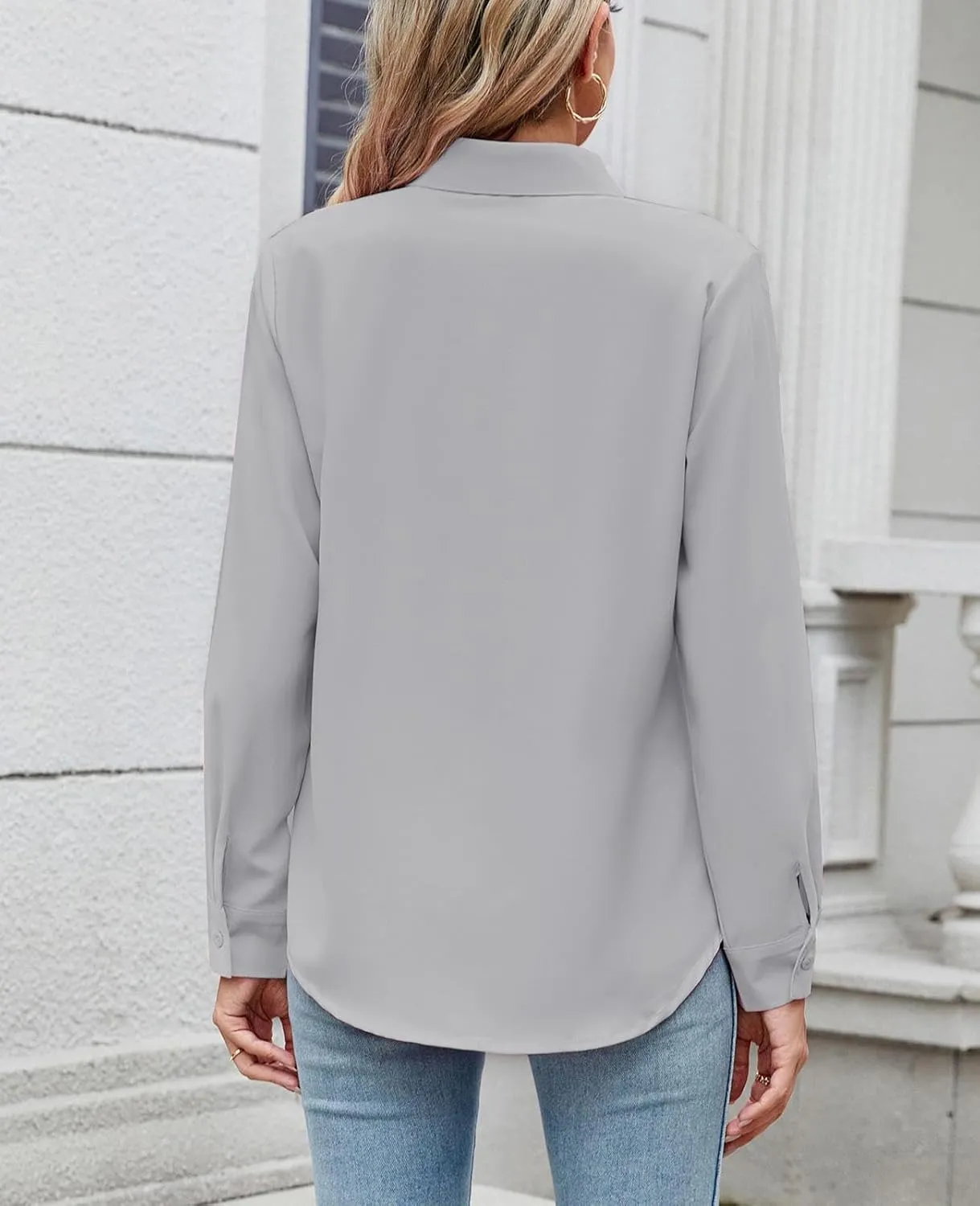 Womens Long Sleeve Button Down Shirt Ultra-Soft Stretch Wrinkle-Free Work Casual Business Office Blouse