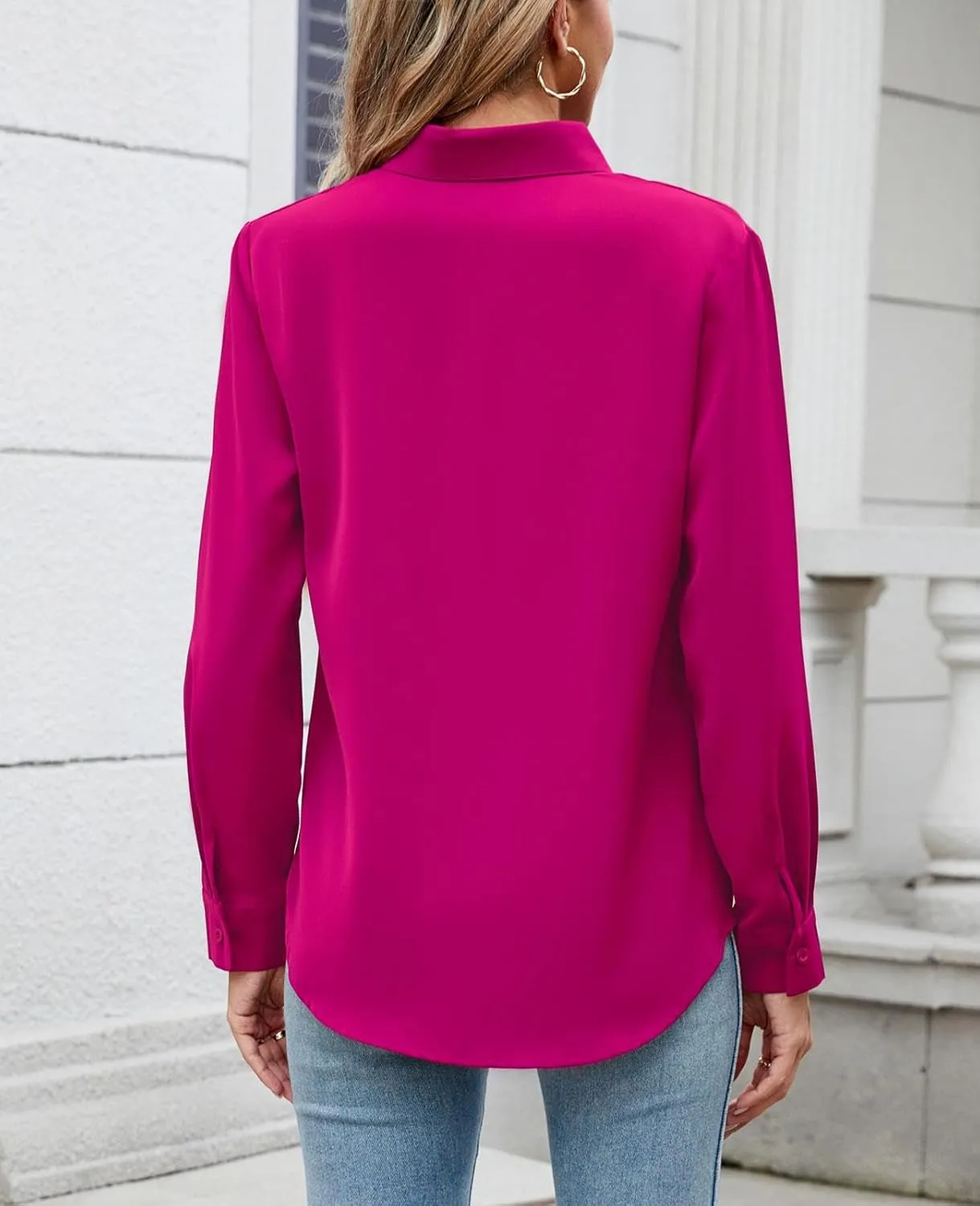 Womens Long Sleeve Button Down Shirt Ultra-Soft Stretch Wrinkle-Free Work Casual Business Office Blouse