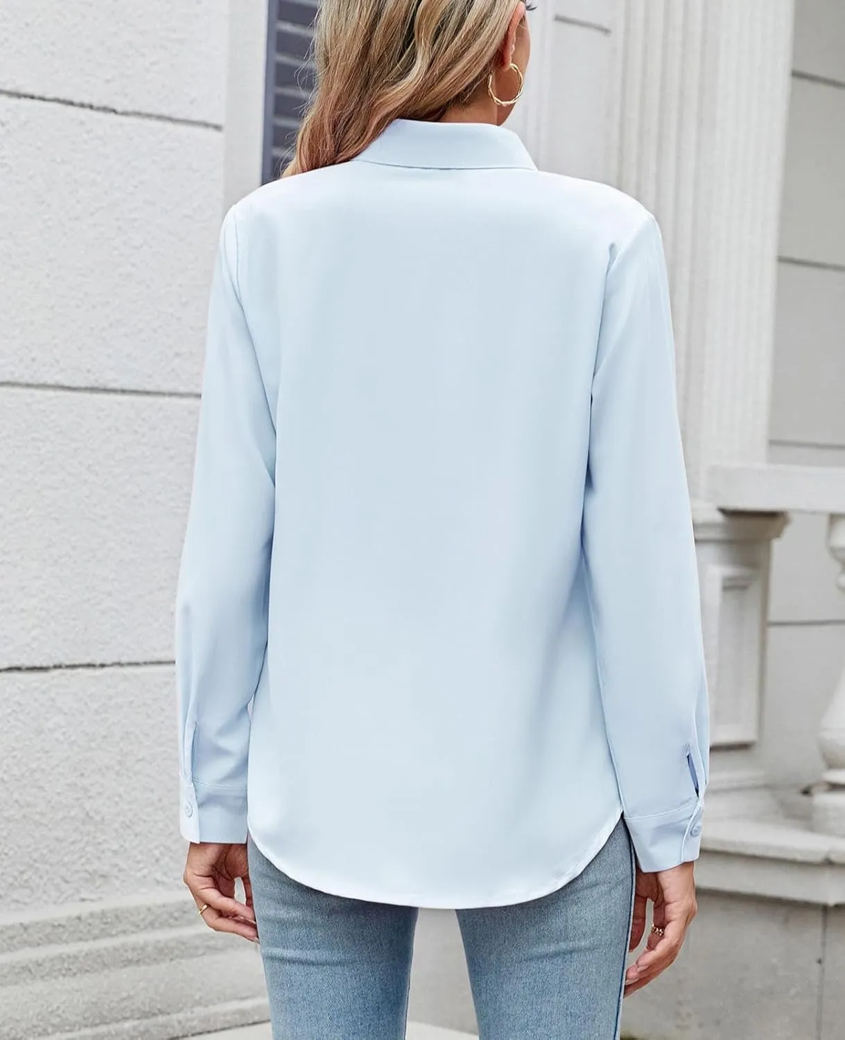 Womens Long Sleeve Button Down Shirt Ultra-Soft Stretch Wrinkle-Free Work Casual Business Office Blouse