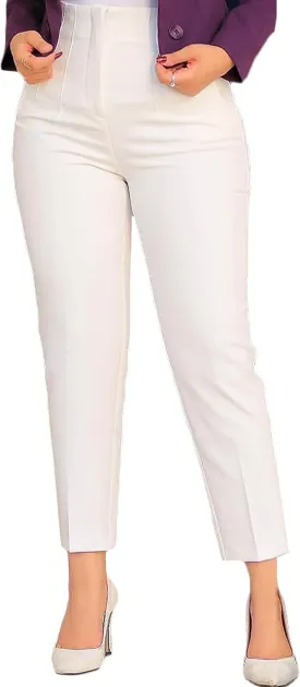 Womens Stretchy High Waisted Pants Trendy Pleated Business Work Trousers with Pockets Straight Leg Dress Pant